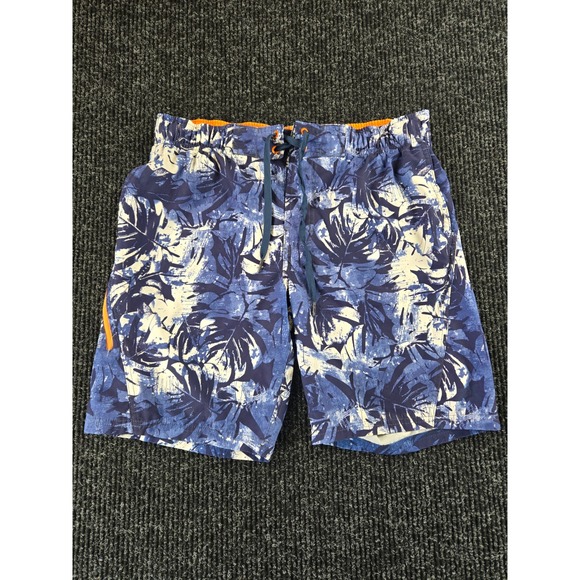 ZeroXposur Other - ZeroXposur Mens Blue White Tropical Monstera Leaf Swim Trunks Size Medium M